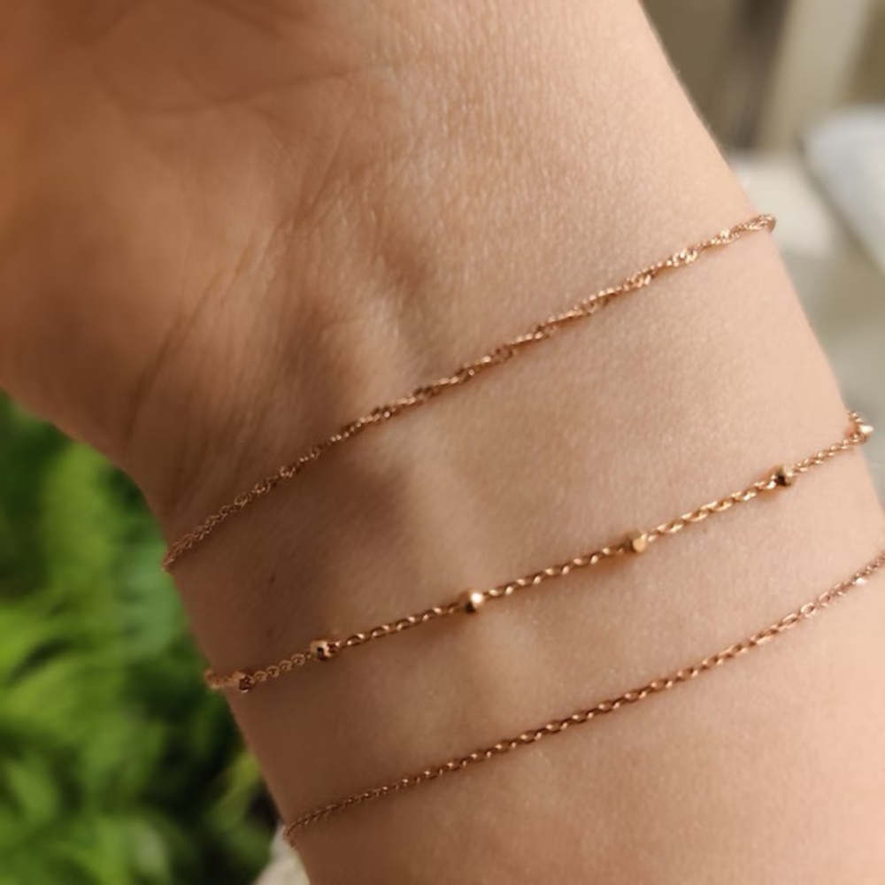 14k Solid Rose Gold Minimalist Chain Bracelet